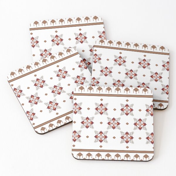 Item preview, Orange flowers and brown triangle in brown tone designed and sold by kasune-shop.