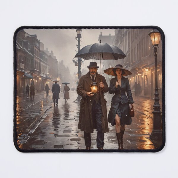 Item preview, Vintage 1890 risqué walk on a rainy city street designed and sold by crazyeddie-sh.