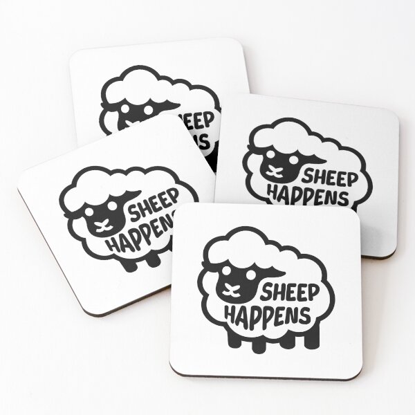 Item preview, Sheep Happens! Cute Black And White Sheep Pun designed and sold by PMCreative.