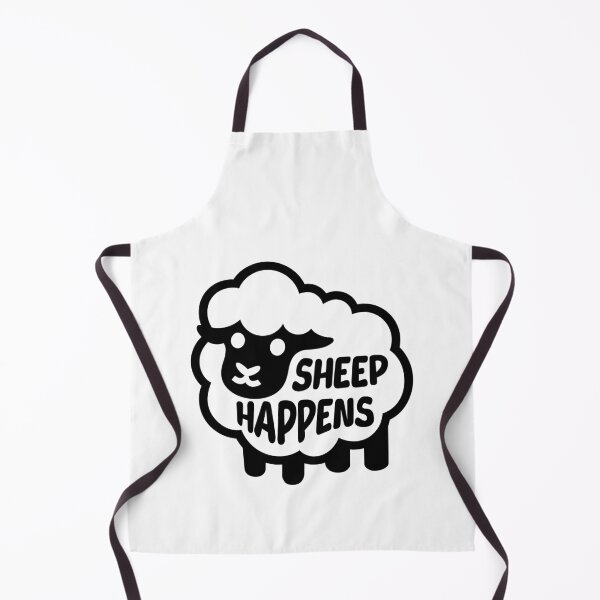 Item preview, Sheep Happens! Cute Black And White Sheep Pun designed and sold by PMCreative.