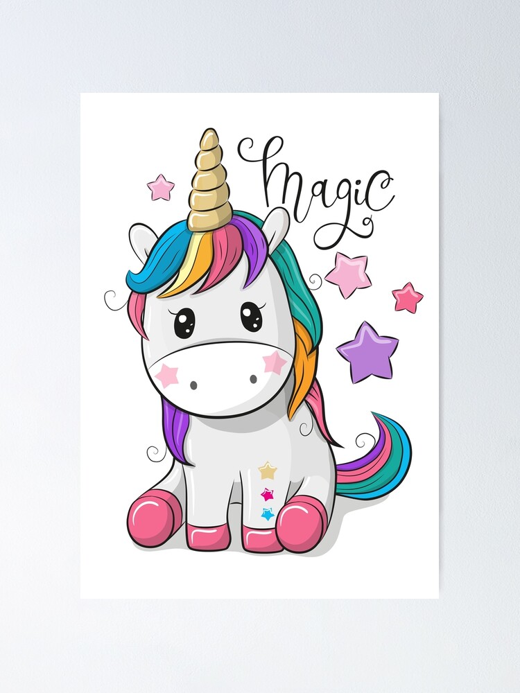 Póster «Unicornio de dibujos animados» de Reginast777 | Redbubble