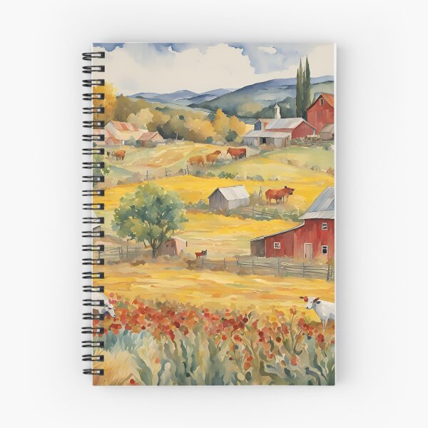 Item preview, Watercolor Countryside Landscape Rustic Farmhouse Art Print designed and sold by ThePinkProject.