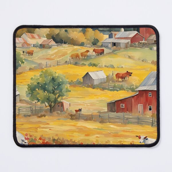 Item preview, Watercolor Countryside Landscape Rustic Farmhouse Art Print designed and sold by ThePinkProject.