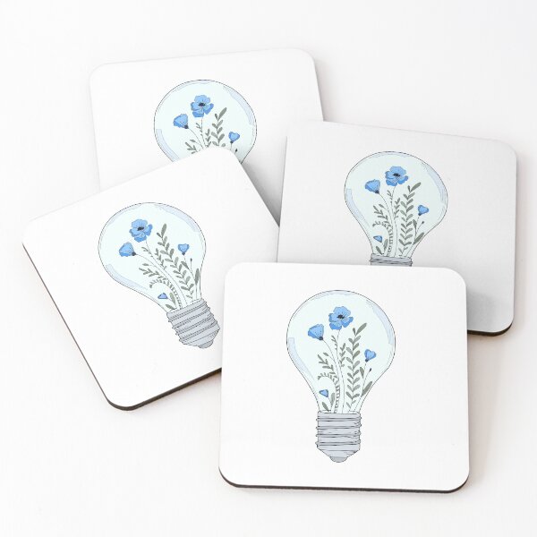 Item preview, Blooming lightbulb, Blue Flowers | Minimalistic Tattoo Design Style, Line Art Illustration | Blue Background  designed and sold by bymtsef.