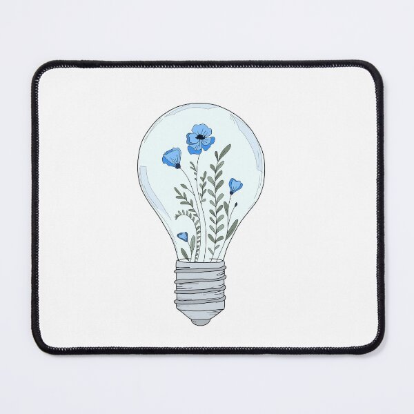 Item preview, Blooming lightbulb, Blue Flowers | Minimalistic Tattoo Design Style, Line Art Illustration | Blue Background designed and sold by bymtsef.