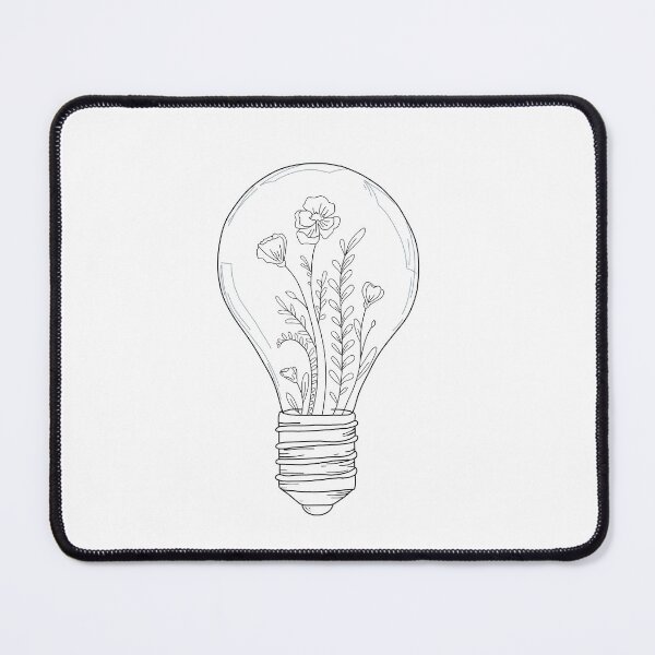 Item preview, Blooming lightbulb, Black line art | Minimalistic Tattoo Design Style, Line Art Illustration | Blue Background  designed and sold by bymtsef.