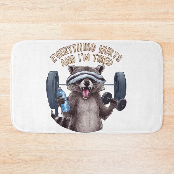 Item preview, Everything Hurts And I'm Tired Funny Raccoon Meme Gym Cover designed and sold by SztylishDesigns.