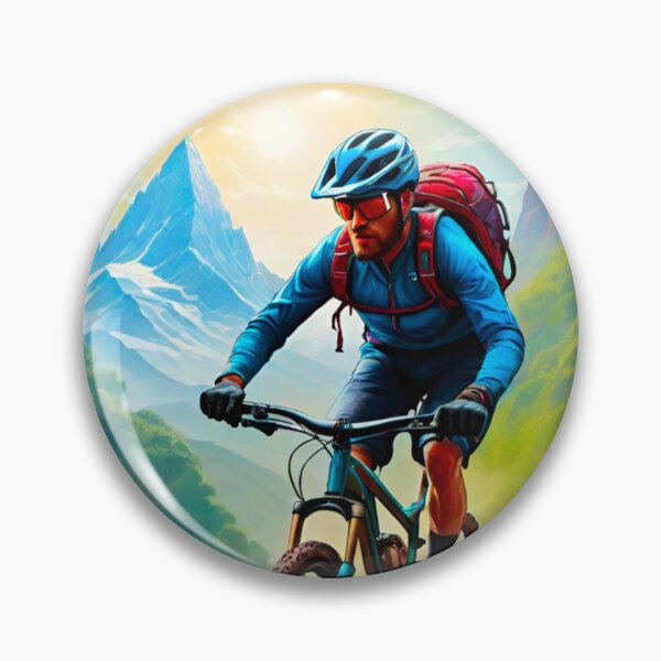 Item preview, Dynamic Colorful MTB Racer Amidst Thrilling Trails designed and sold by GrizzlyCollective.