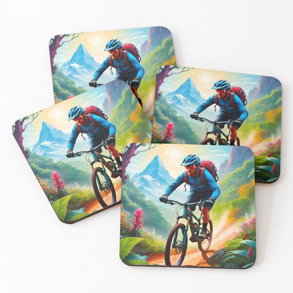 Item preview, Dynamic Colorful MTB Racer Amidst Thrilling Trails designed and sold by GrizzlyCollective.