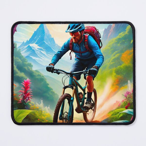 Item preview, Dynamic Colorful MTB Racer Amidst Thrilling Trails designed and sold by GrizzlyCollective.