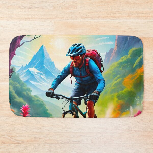 Item preview, Dynamic Colorful MTB Racer Amidst Thrilling Trails designed and sold by GrizzlyCollective.