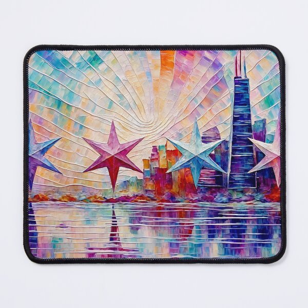 Item preview, Chicago's Starry Skyline: Four-Star Flag Reimagined designed and sold by Motel Mirage.