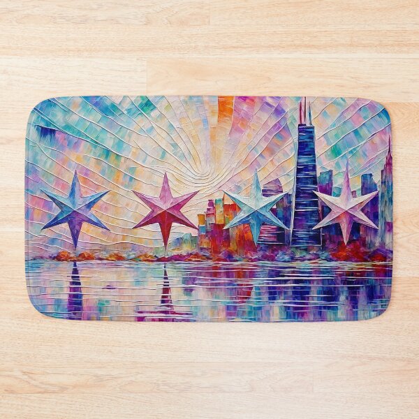 Item preview, Chicago's Starry Skyline: Four-Star Flag Reimagined designed and sold by Motel Mirage.