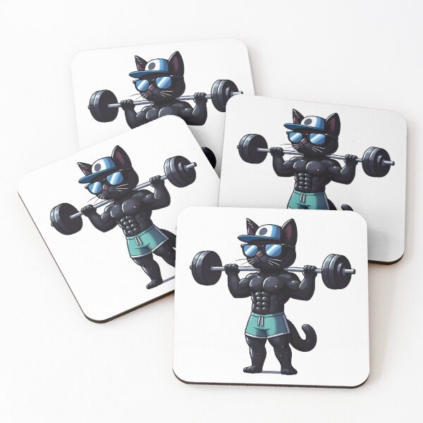 Item preview, A black cat weightlifting  designed and sold by BlackCatspet1.
