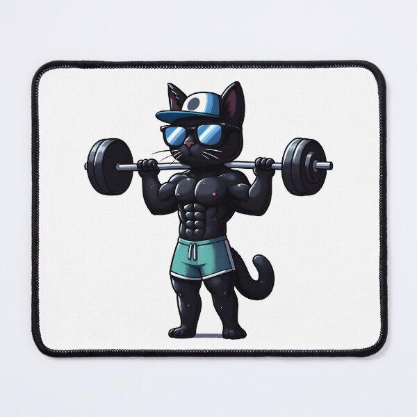 Item preview, A black cat weightlifting designed and sold by BlackCatspet1.