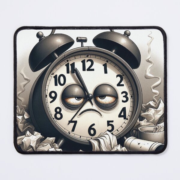 Item preview, A chaotic desk scene in monochrome, hinting at a creative block designed and sold by homydesign.