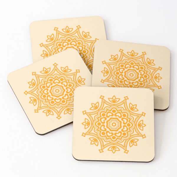 Item preview, Orange circular folk motif designed and sold by Kalpa.