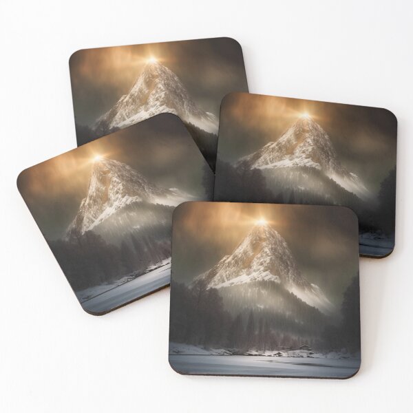 Item preview, Illuminated Mountain Top at Sunrise designed and sold by DeMuurdecoratie.