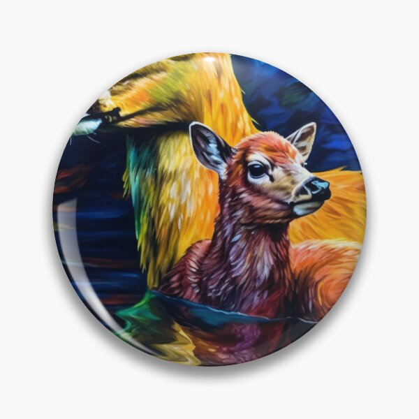 Item preview, Mother deer with fawn in the morning fog designed and sold by DeMuurdecoratie.