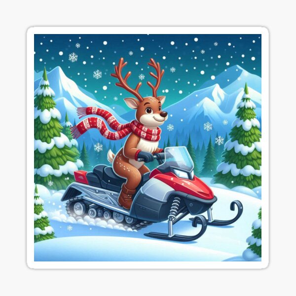 Item preview, Reindeer Riding Snowmobile designed and sold by FineArtsPro.