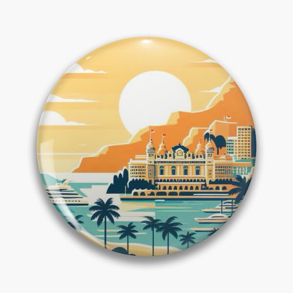 Item preview, Vibrant Artistic Representation of Monaco City at Sunset vintage landscape designed and sold by mathieugrabels.