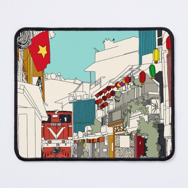 Item preview, Hanoi Train Street Vietnam Travel Print designed and sold by Ginzalluna.