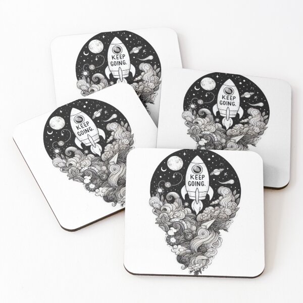 Item preview, Keep Going by Rocket to Space Sky Planet Black and White  designed and sold by Nanthanon.