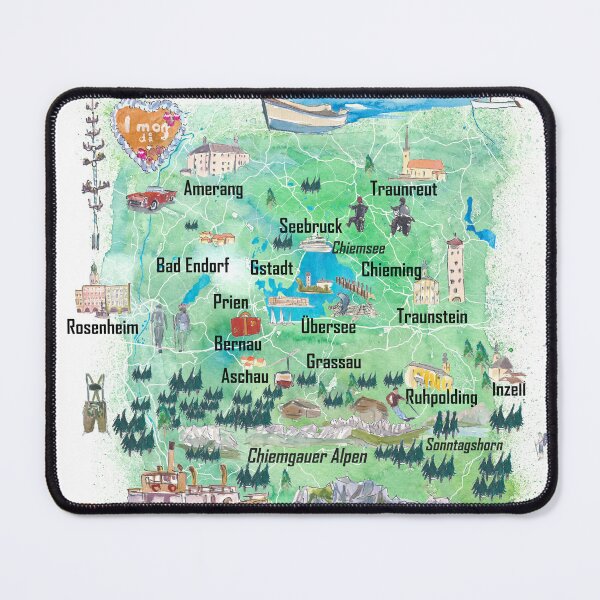 Item preview, Chiemgau Germany Illustrated Travel Poster Favorite Map Tourist Highlights designed and sold by artshop77.