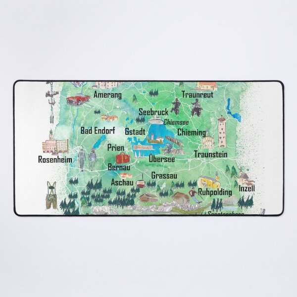 Item preview, Chiemgau Germany Illustrated Travel Poster Favorite Map Tourist Highlights designed and sold by artshop77.