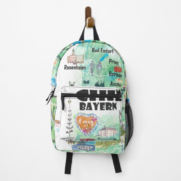 Item preview, Chiemgau Germany Illustrated Travel Poster Favorite Map Tourist Highlights designed and sold by artshop77.