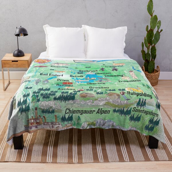 Item preview, Chiemgau Germany Illustrated Travel Poster Favorite Map Tourist Highlights designed and sold by artshop77.