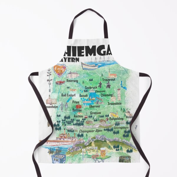 Item preview, Chiemgau Germany Illustrated Travel Poster Favorite Map Tourist Highlights designed and sold by artshop77.
