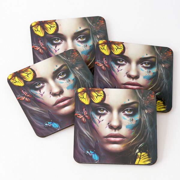 Item preview, Butterfly Woman Portrait designed and sold by DeMuurdecoratie.