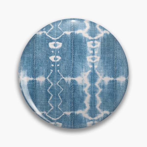 Item preview, tie dyed denim shibori on blue and white mud cloth designed and sold by Morrisseyfabric.