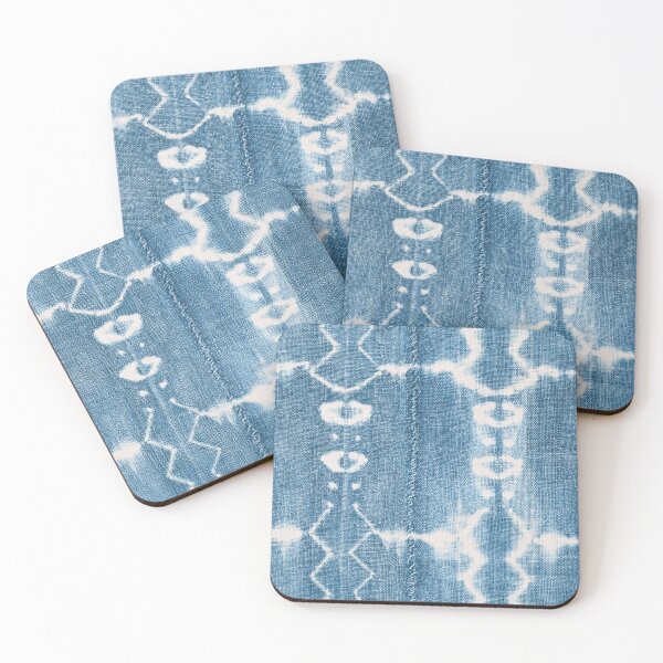 Item preview, tie dyed denim shibori on blue and white mud cloth designed and sold by Morrisseyfabric.