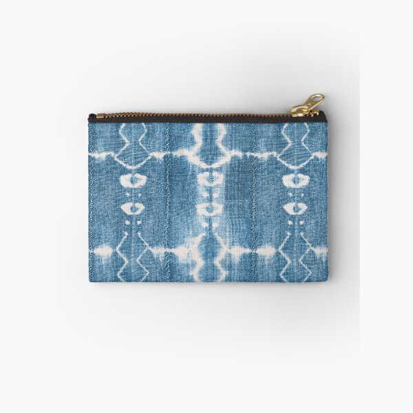 Item preview, tie dyed denim shibori on blue and white mud cloth designed and sold by Morrisseyfabric.