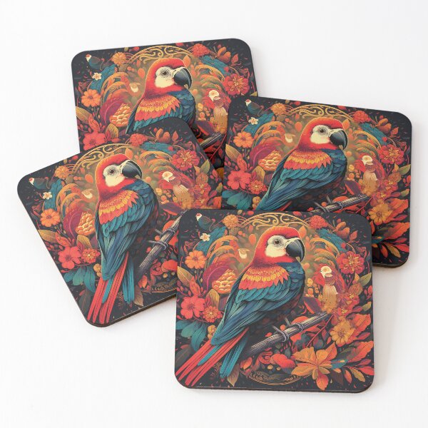 Item preview, Tropical Parrot Coffee Label Design designed and sold by Gold Turtle  Lina.