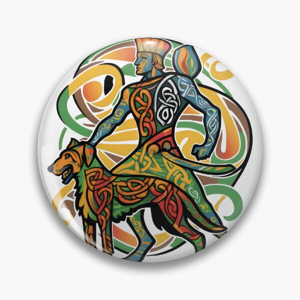 Item preview, Cú Chulainn Irish Warrior and Wolfhound Abstract Design designed and sold by CELTIC-DESIGNS.