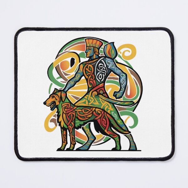 Item preview, Cú Chulainn Irish Warrior and Wolfhound Abstract Design designed and sold by CELTIC-DESIGNS.