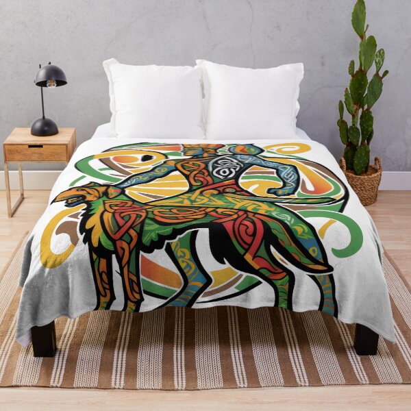 Item preview, Cú Chulainn Irish Warrior and Wolfhound Abstract Design designed and sold by CELTIC-DESIGNS.