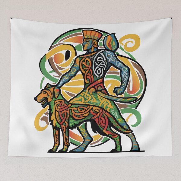 Item preview, Cú Chulainn Irish Warrior and Wolfhound Abstract Design designed and sold by CELTIC-DESIGNS.
