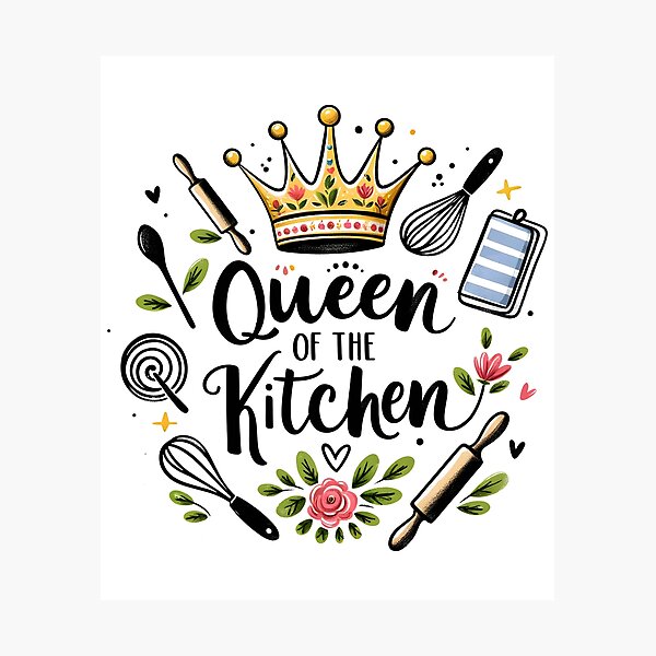 Vista previa del artículo con la obra «Reina de la cocina», diseñado y vendido por I-Am-Paws.
