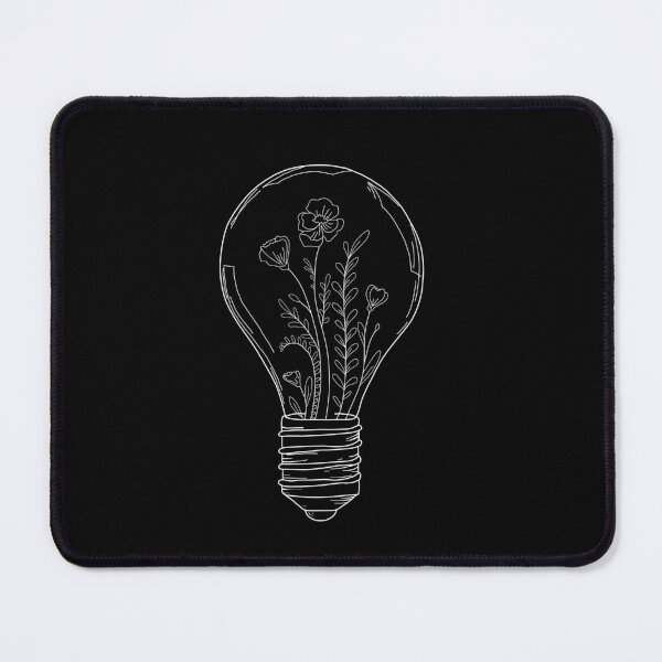Item preview, Blooming lightbulb, White line art | Minimalistic Tattoo Design Style, Line Art Illustration | Blue Background designed and sold by bymtsef.