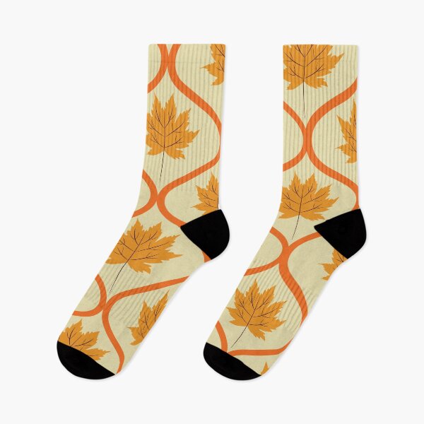 Item preview, Orange  Maple Leaves on Vintage Ogee Pattern  designed and sold by Yasminepatterns .