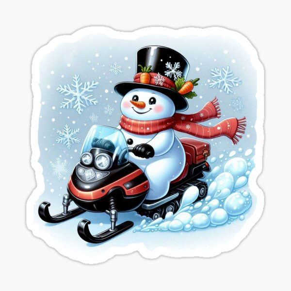 Item preview, Snowman Riding Snowmobile designed and sold by FineArtsPro.