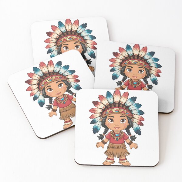 Aperçu de l'œuvre Cute Native American Girl Cartoon Illustration créée et vendue par PrintableByZaah.