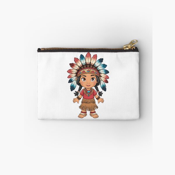 Aperçu de l'œuvre Cute Native American Girl Cartoon Illustration créée et vendue par PrintableByZaah.