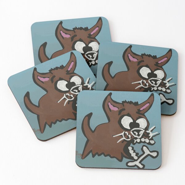 Item preview, Hungry dog chomping on a bone designed and sold by NickysWhimsical.