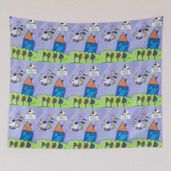 Item preview, Silly Cows Flying in the Moonlight + logo designed and sold by NickysWhimsical.