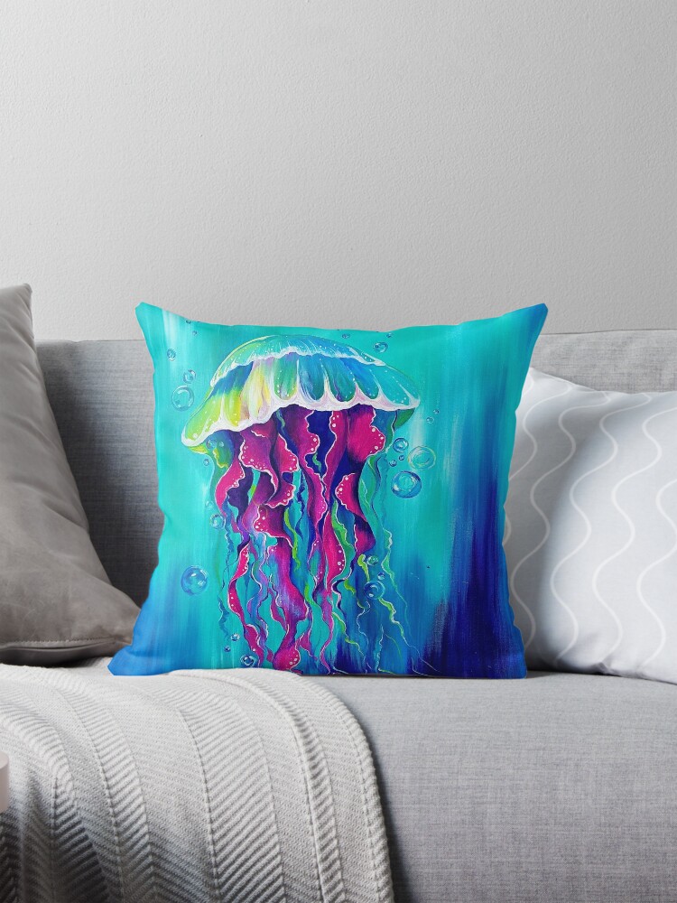 Vibrant Jellyfish Pillow